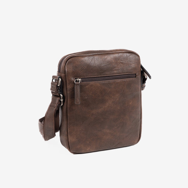 Man's cross body bag, brown color, Collection verota. 21x26x5.5 cm