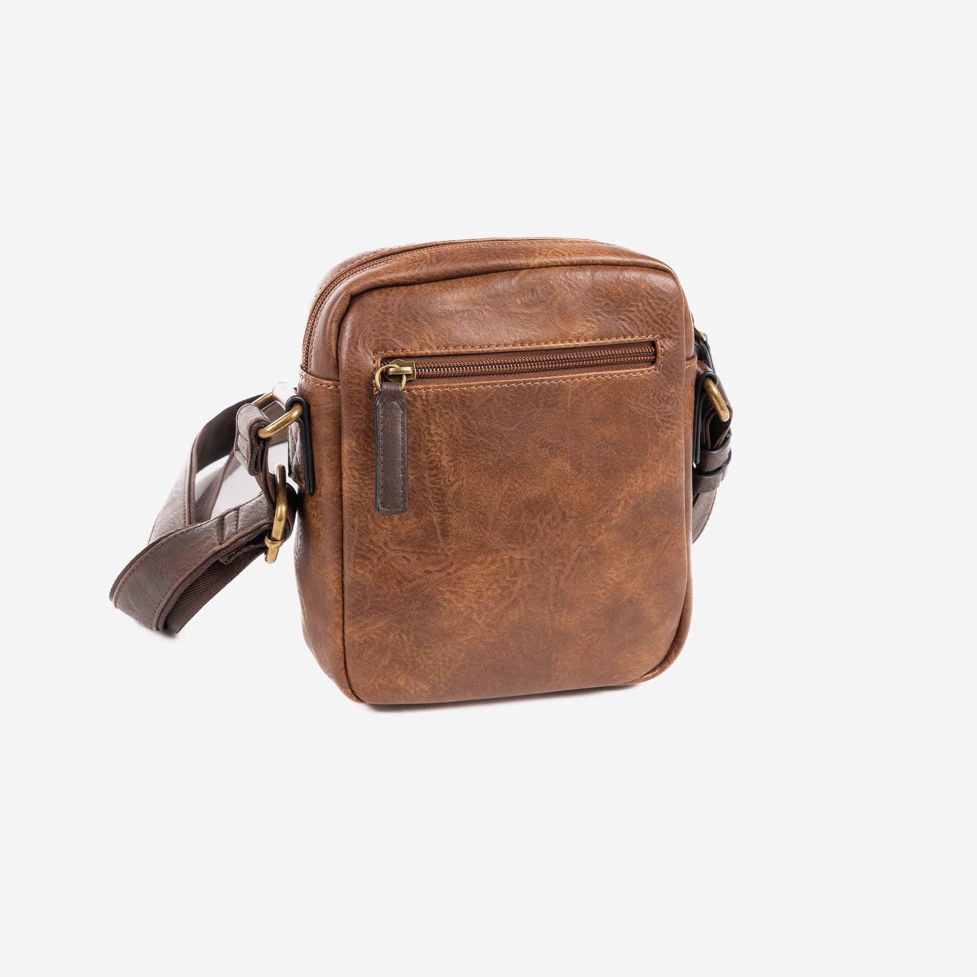 Bolso bandolera para hombre, color cuero, Colección verota. 16x20 cm
