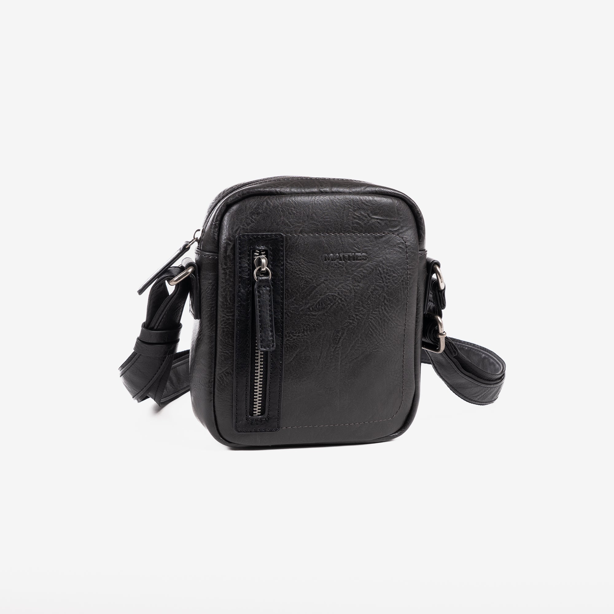Man's cross body bag, black colour, Collection verota. 16x20 cm