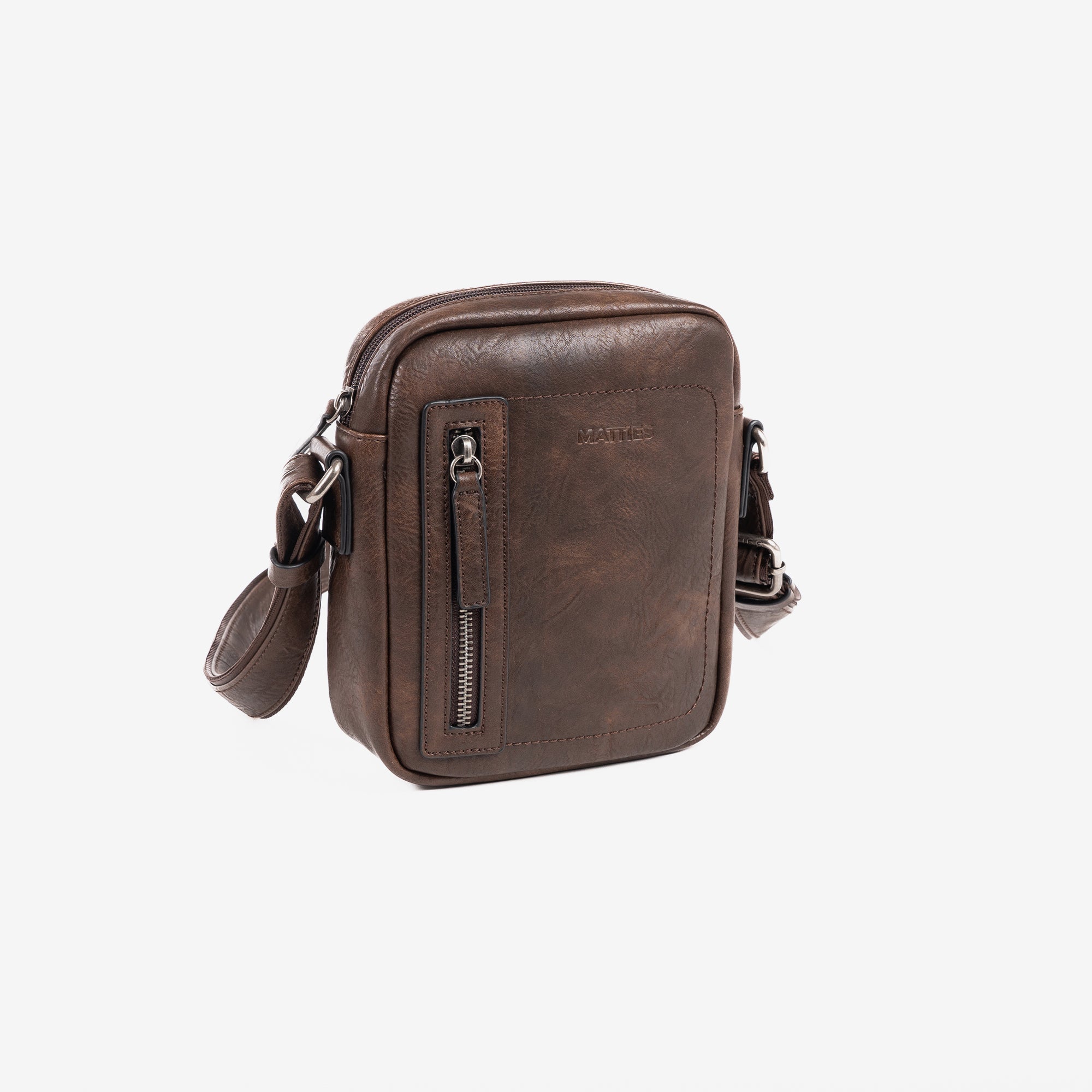 Man's cross body bag, brown color, Collection verota. 16x20 cm