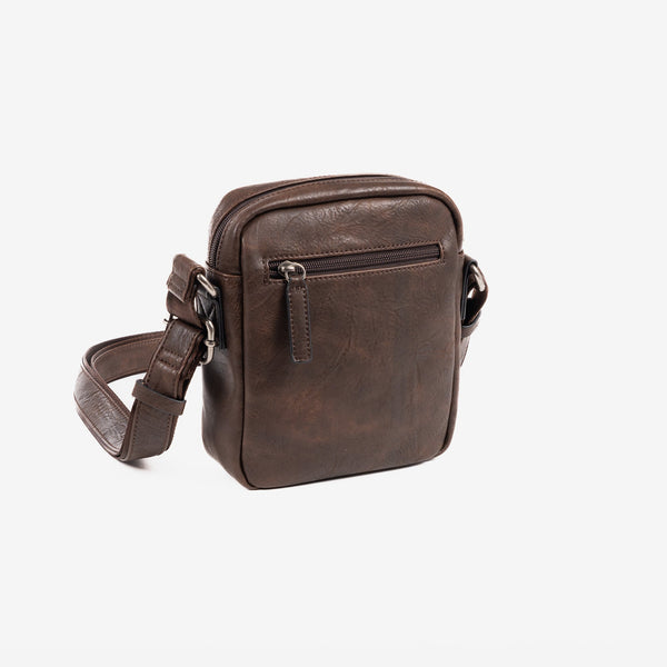 Man's cross body bag, brown color, Collection verota. 16x20 cm