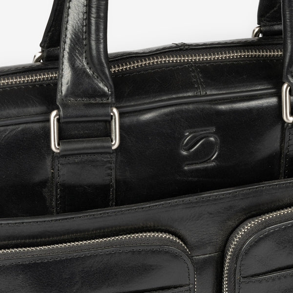 Black leather Biefcase, Leather "Casablanca" Collection