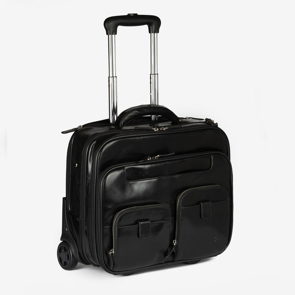 Maleta de piel negra, Colección Piel Casablanca. 41x33x17 cm