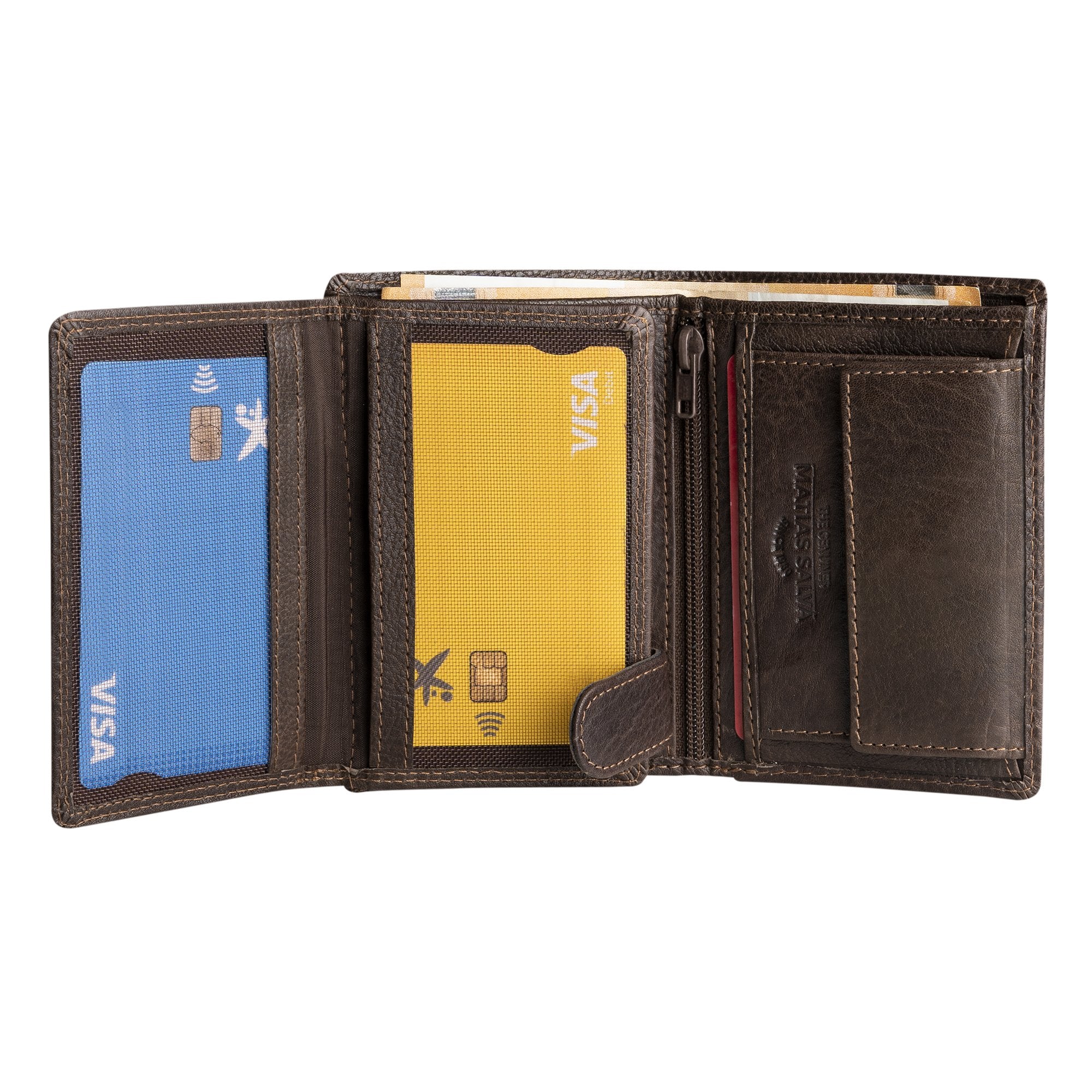 Billetero piel marrón, Colección Billeteros piel Wash
