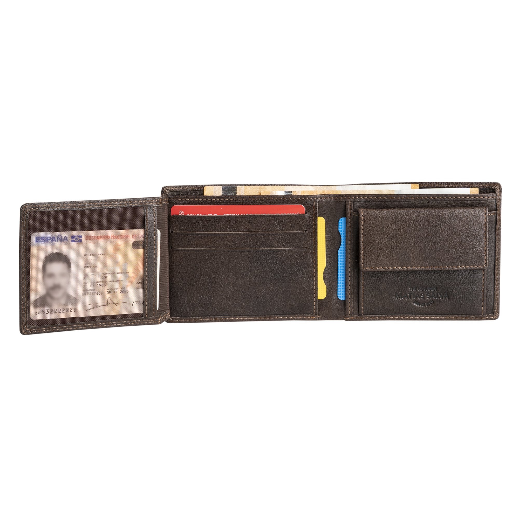 Billetero piel marrón, Colección Billeteros piel Wash. 11x9 cm