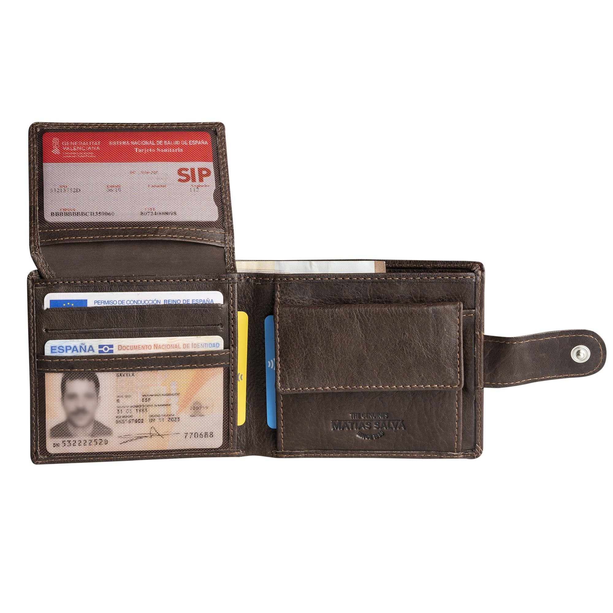Billetero piel marrón, Colección Billeteros piel Wash. 10,5x9 cm