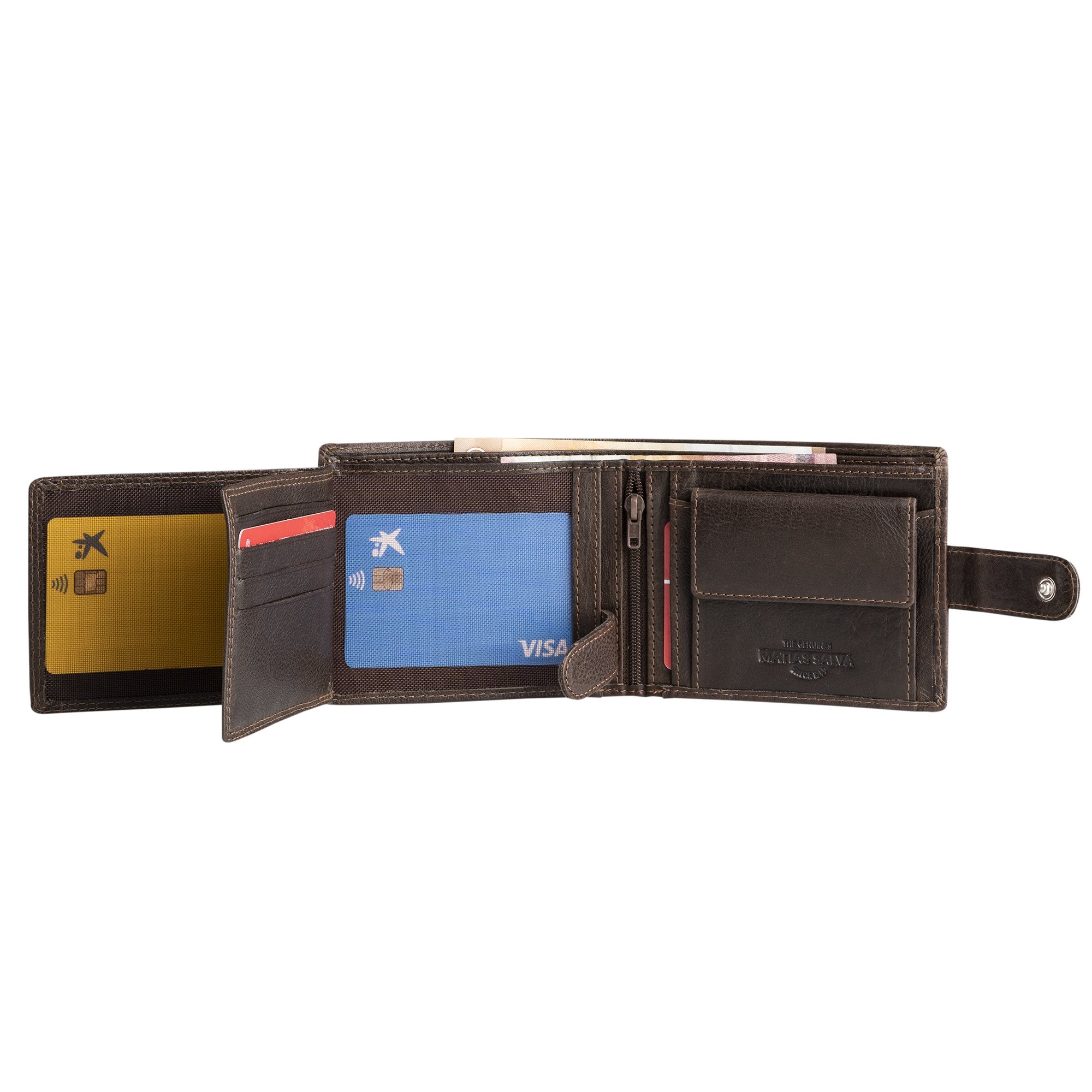 Billetero piel marrón, Colección Billeteros piel Wash. 11x9 cm