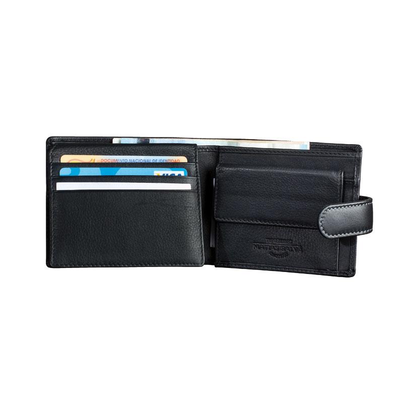 Billetero piel negro, Colección Exotic Leather. 11x9 cm