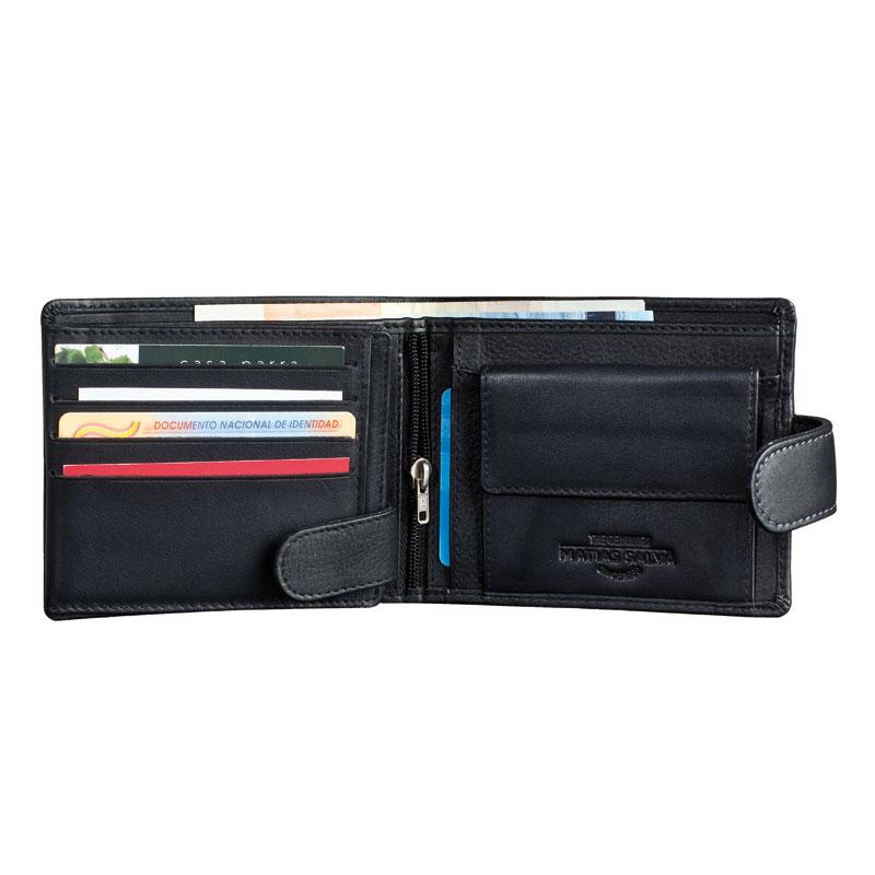 Billetero piel negro, Colección Exotic Leather. 11x9.5 cm