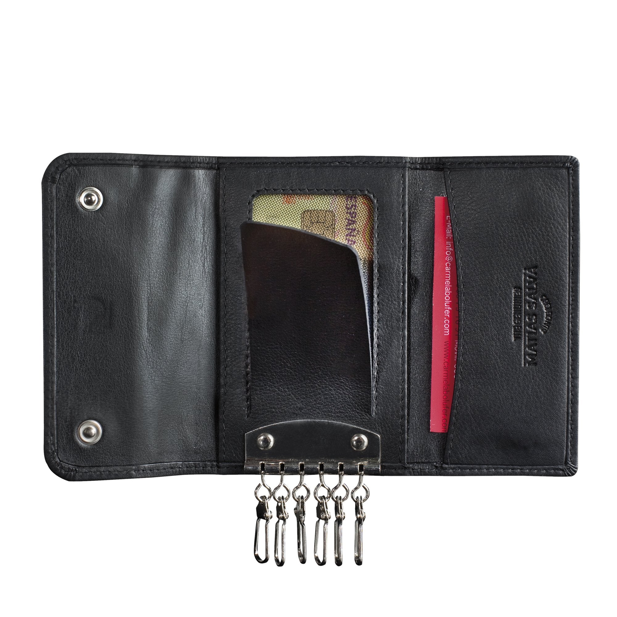 Black leather keychain, Exotic Leather Collection