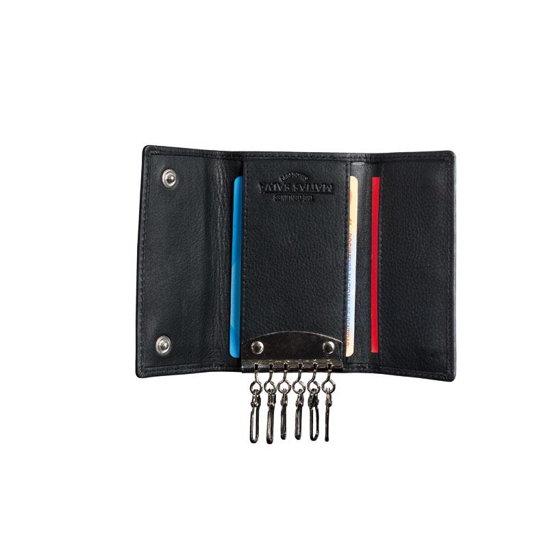 Black leather keychain, Exotic Leather Collection