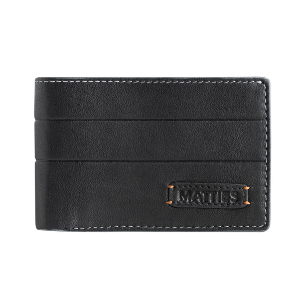 Small black leather wallet Matties, Mapra Collection