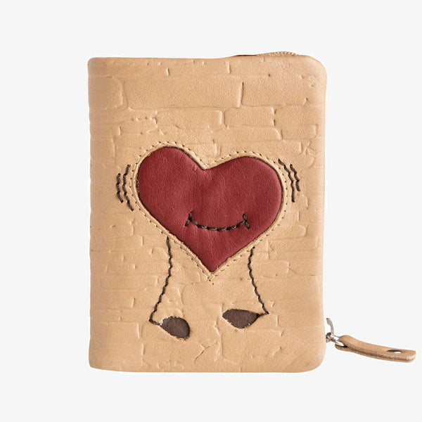 Beige leather purse, Heart Collection