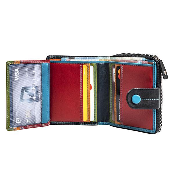 Billetero piel mujer, Colección Multicolour. 9x10,5 cm