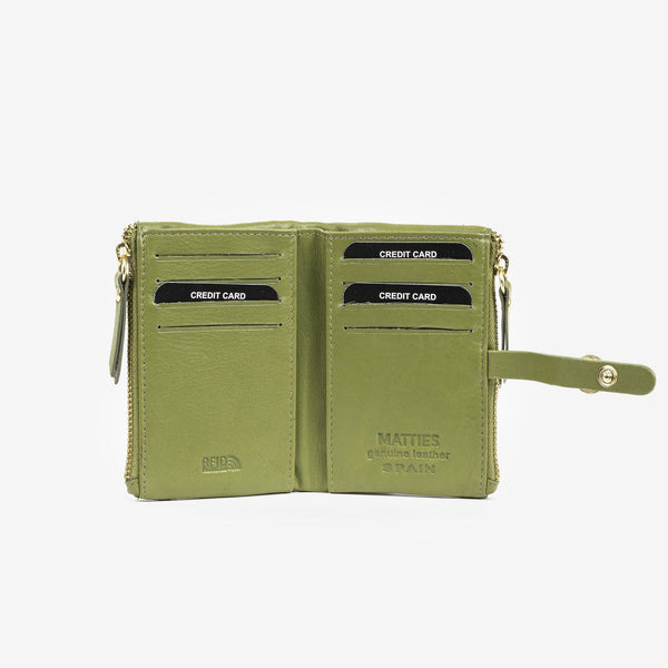 Billetero piel verde, Colección Valentino Leather