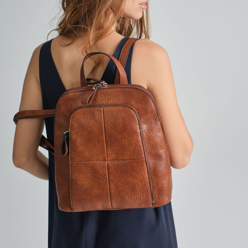 Women's backpack, tan color, backpack collection - 27.5x30x12 cm