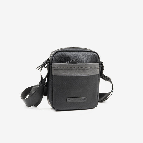 Men's shoulder bag, black color. 16x20 cm
