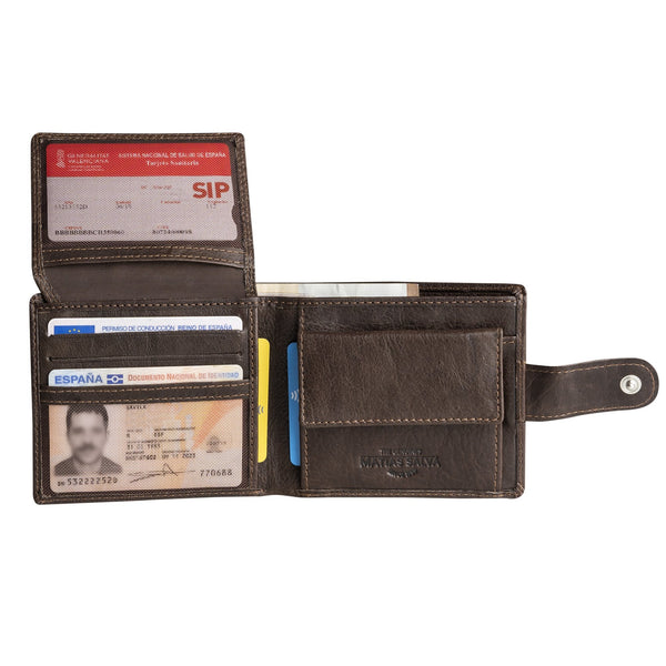 Billetero piel marrón, Colección Billeteros piel Wash. 10,5x9 cm - Matties Bags