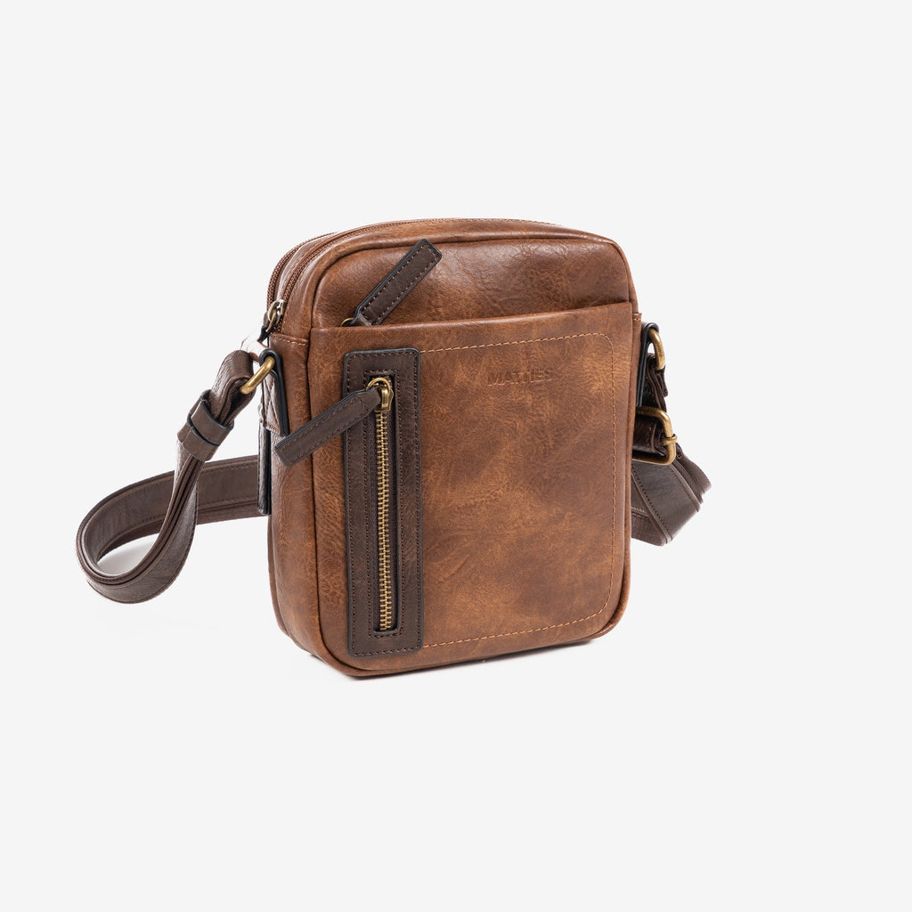 Bolso bandolera para hombre, color cuero, Colección verota. 17x22 cm - Matties Bags