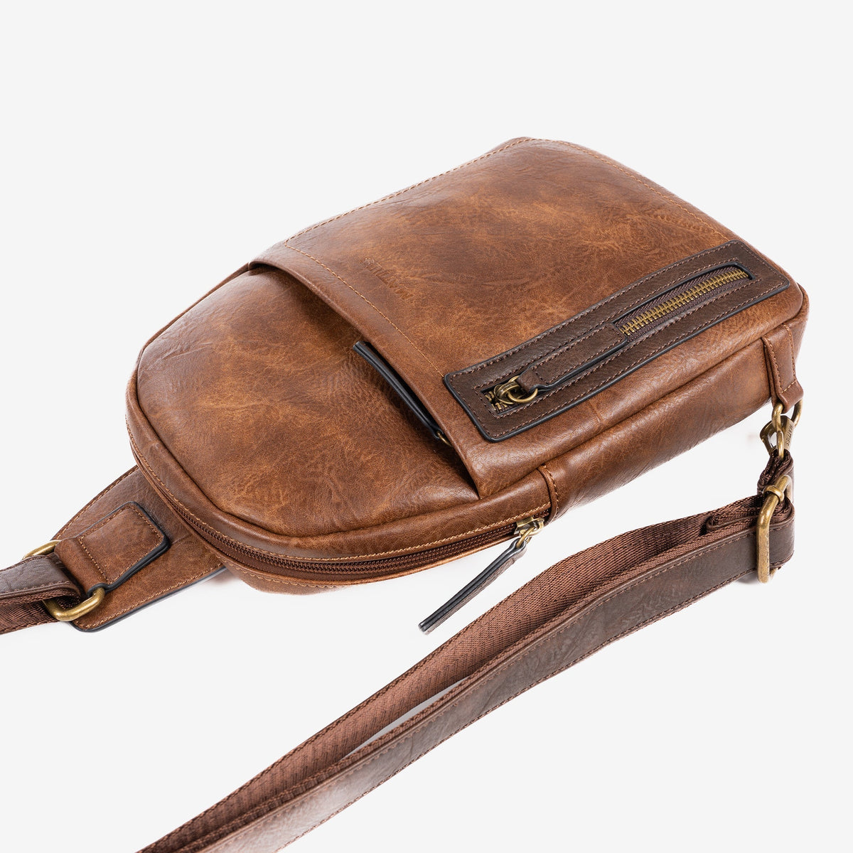 Bolso bandolera para hombre, color cuero, Colección verota. 20x30x05 cm - Matties Bags