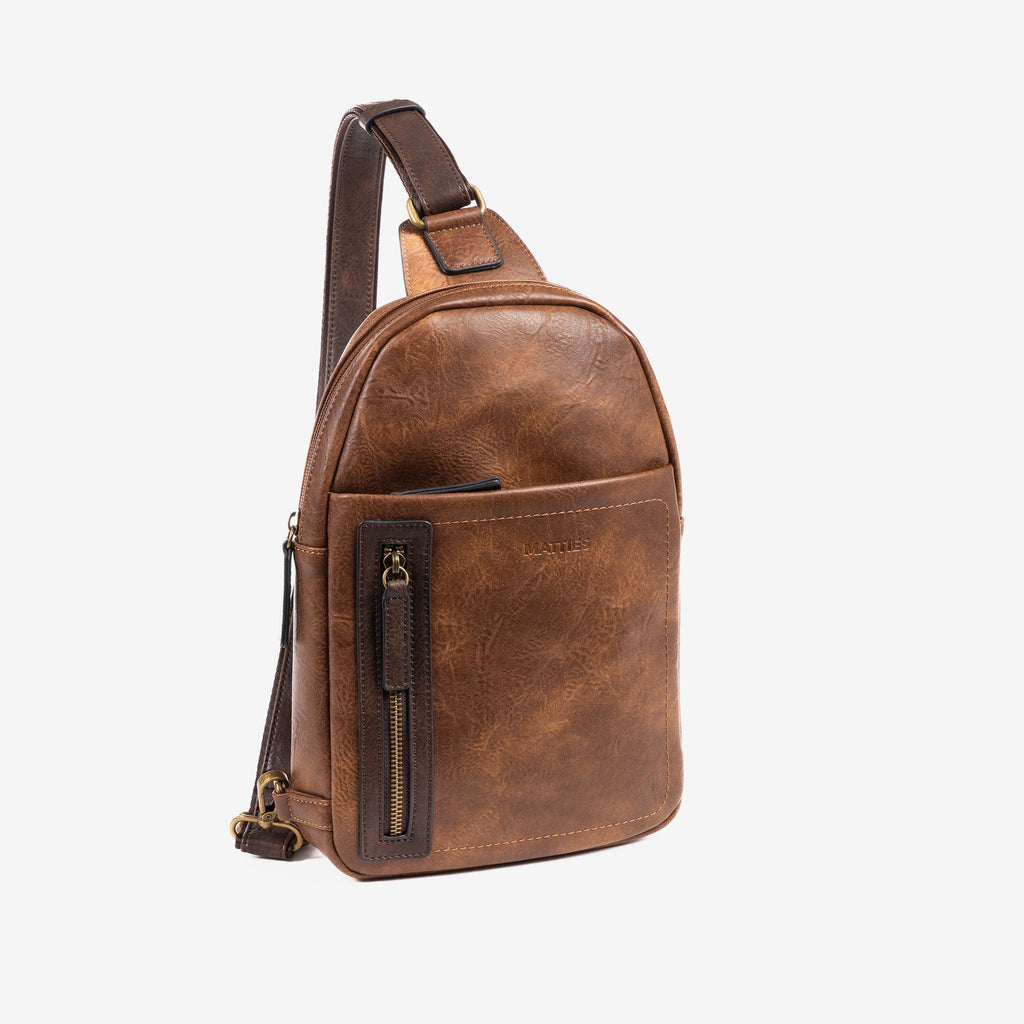 Bolso bandolera para hombre, color cuero, Colección verota. 20x30x05 cm - Matties Bags