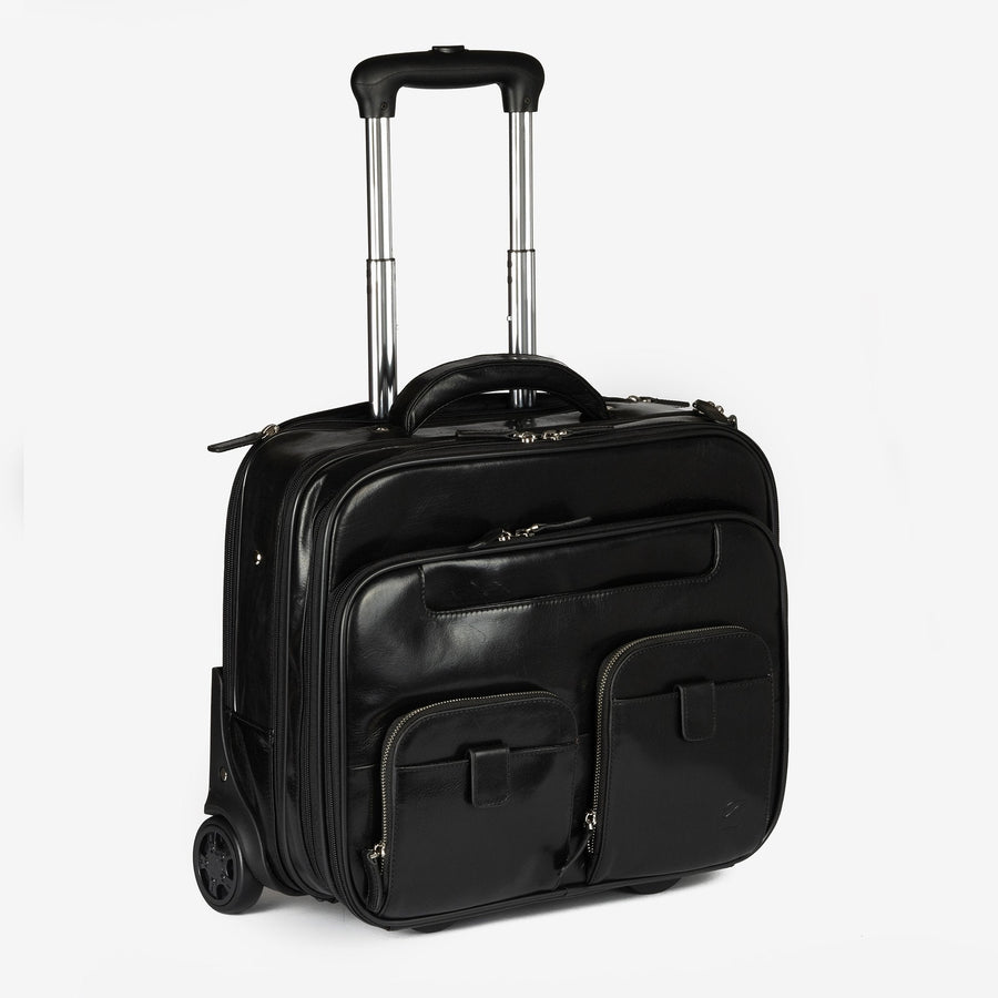 Maleta de piel negra, Colección Piel Casablanca. 41x33x17 cm