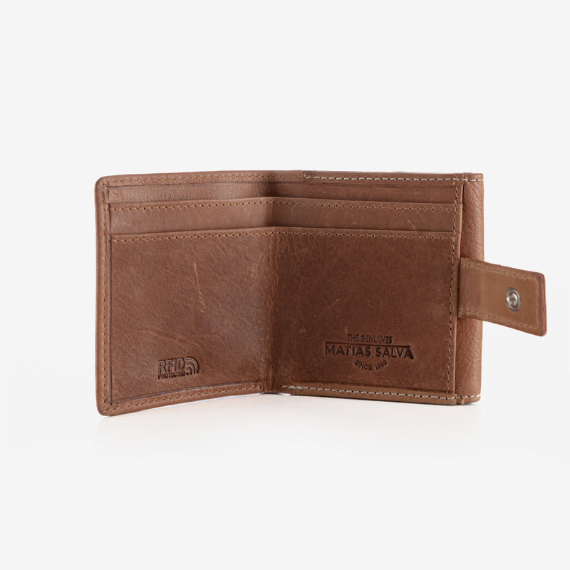 Mini Cartera de piel para hombre, color cuero, Serie 1977/LEATHER. 8x8.5 cm - Matties Bags